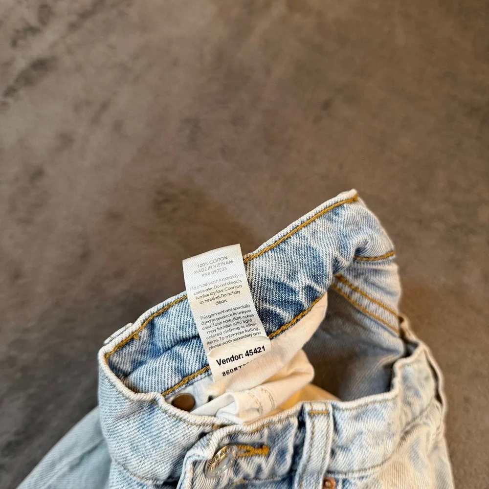 PacSun 90's Straight Jeans Womens 23 Light Wash Distressed Raw Hem Denim Pants - Picture 7 of 12